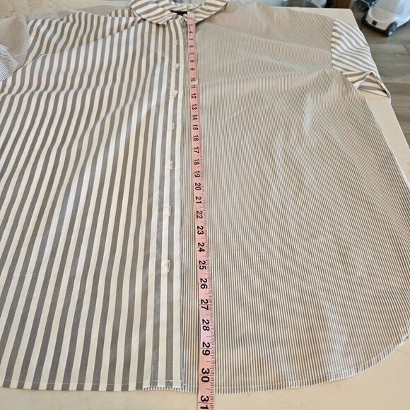 J. Jill Wearever Collection XL Gray Striped Lagenlook Oversized Buttondown Shirt - Picture 10 of 12